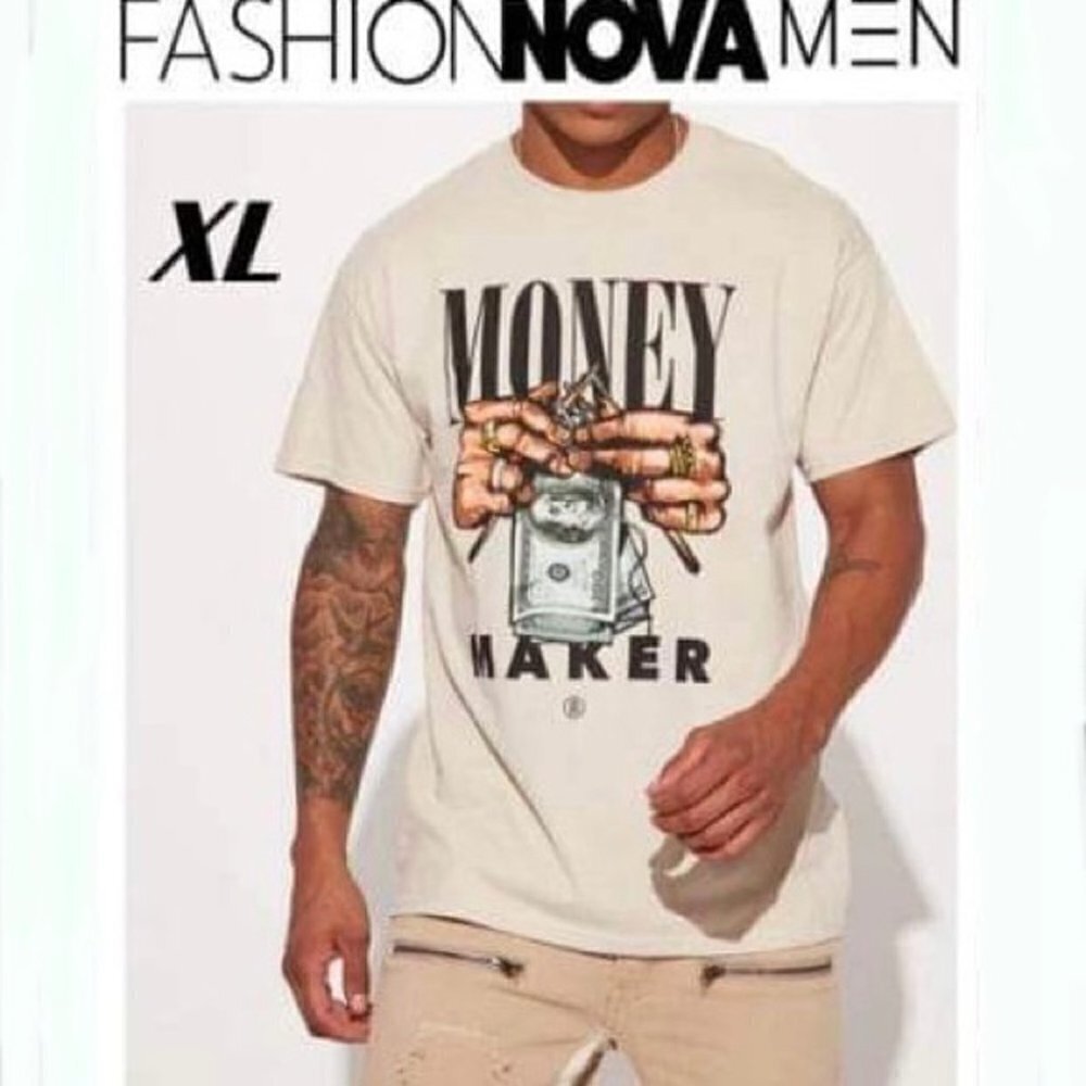 Nwt - Fashion Nova, Men’s Money Maker Short Sleeve Tee. Size: Xl.